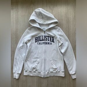 Vintage Hollister California Zip Women’s Hoodie Medium White Logo Spellout Y2K